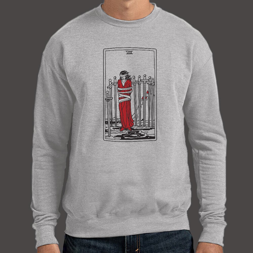 Tarot Card Eight Of Swords Blindfolded Woman Bound