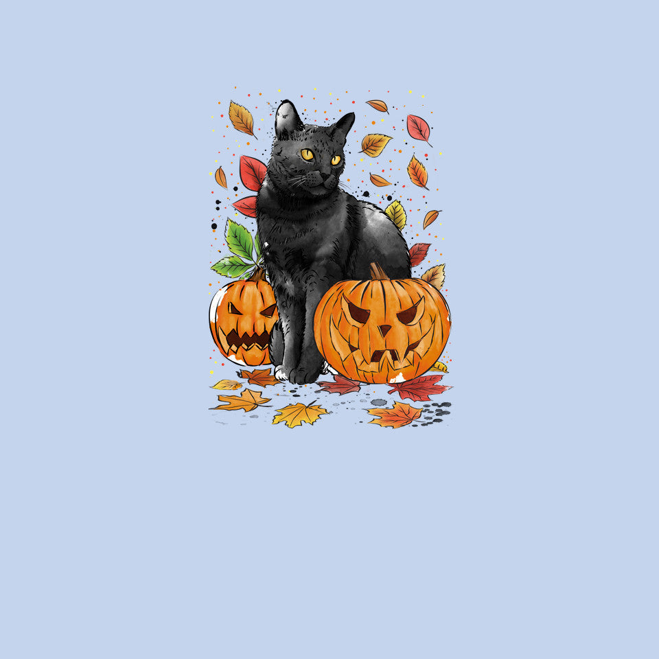 Cat Leaves and Pumpkins