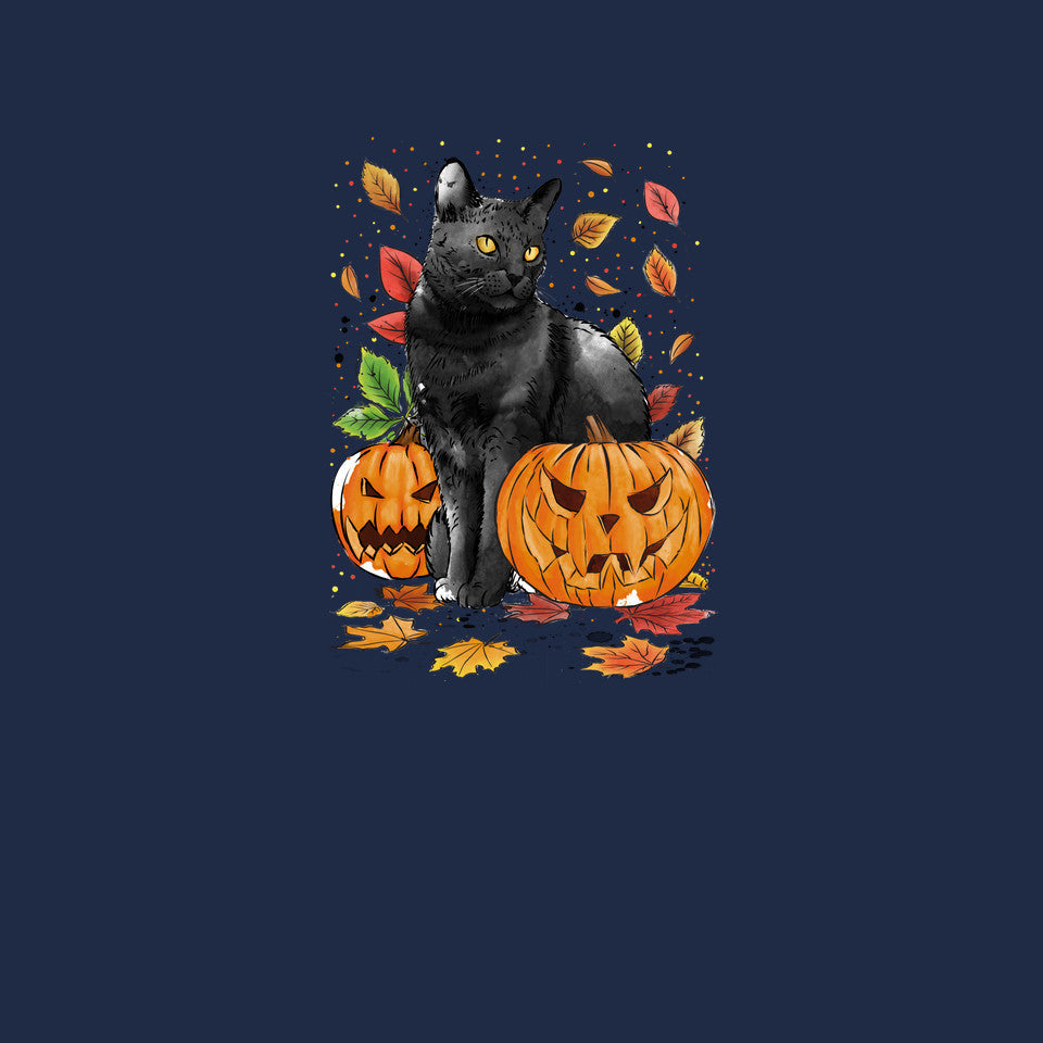 Cat Leaves and Pumpkins