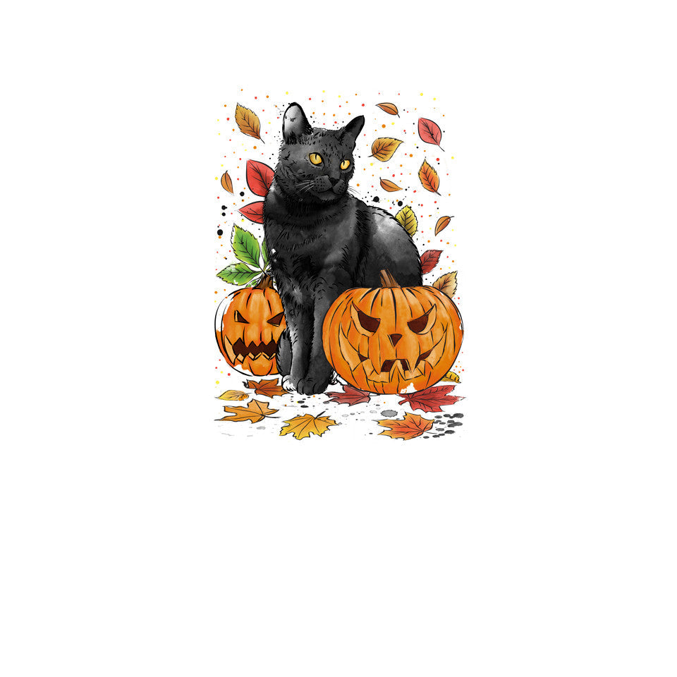 Cat Leaves and Pumpkins