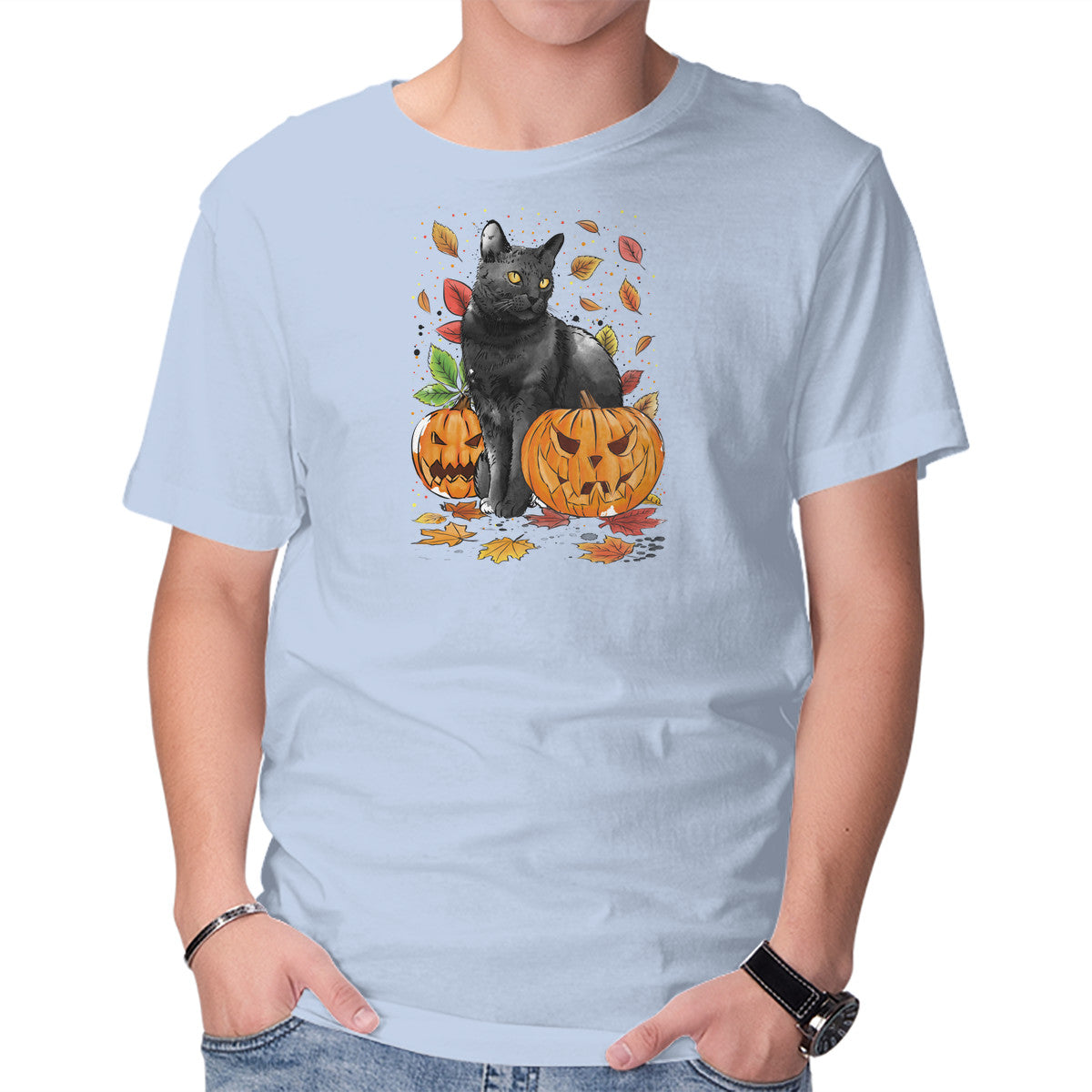 Cat Leaves and Pumpkins