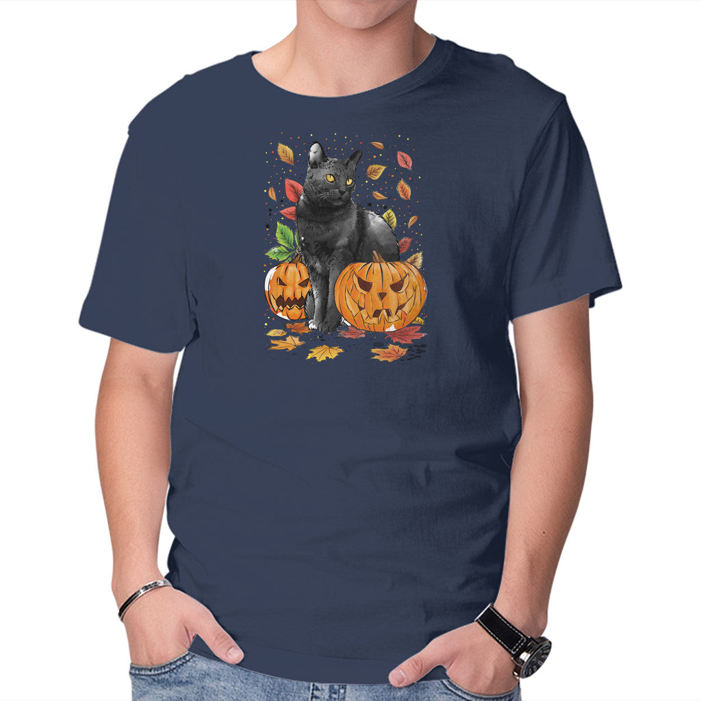 Cat Leaves and Pumpkins