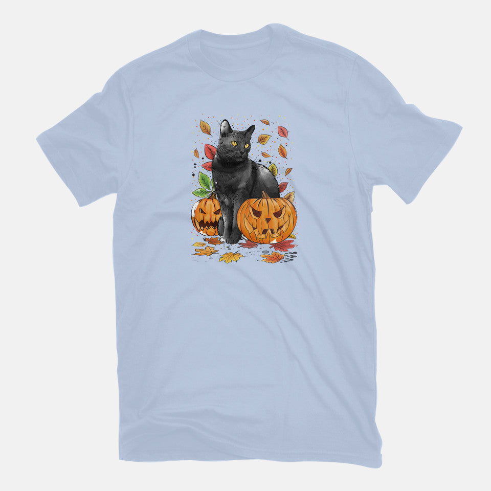 Cat Leaves and Pumpkins
