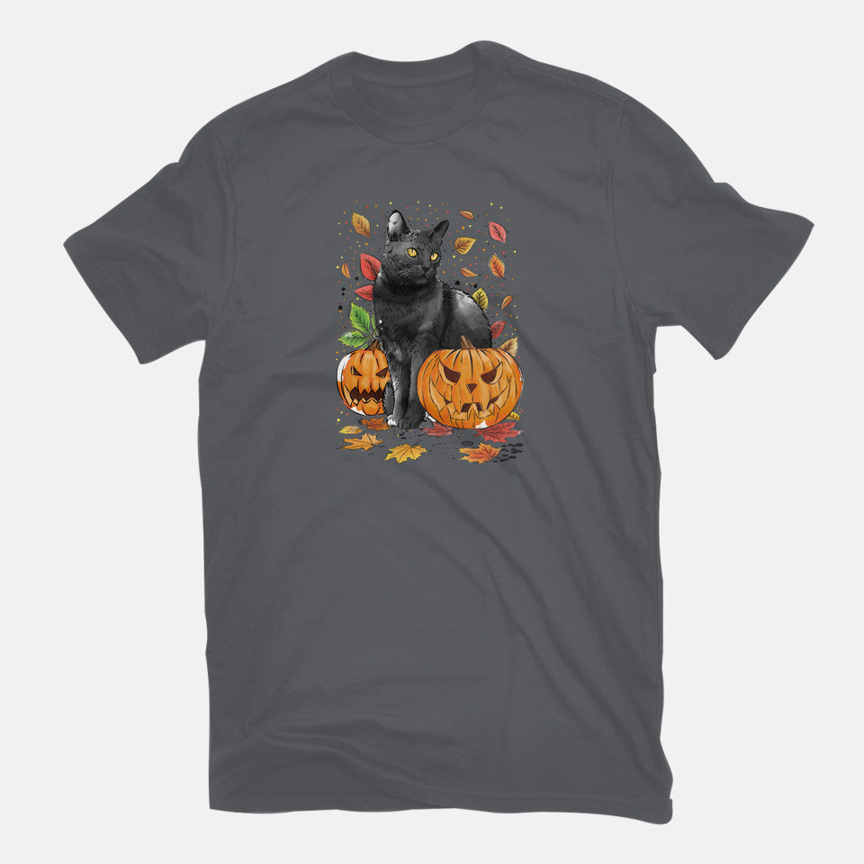 Cat Leaves and Pumpkins