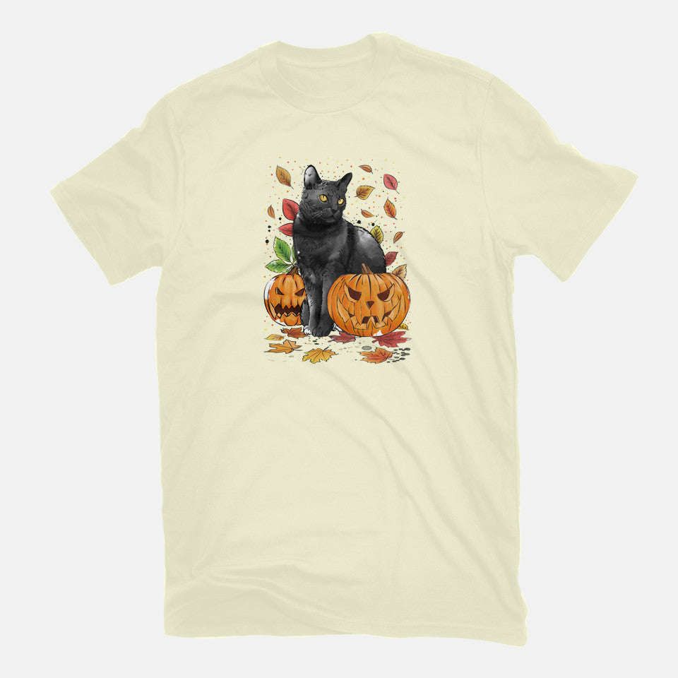 Cat Leaves and Pumpkins