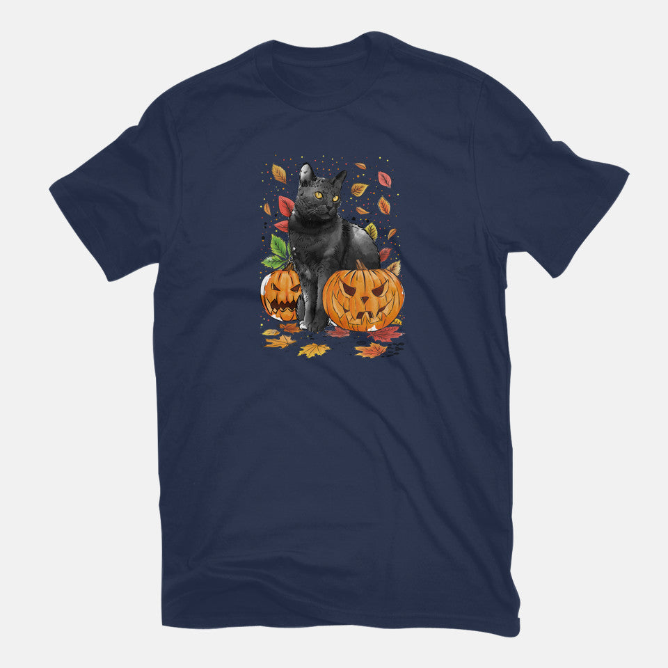 Cat Leaves and Pumpkins