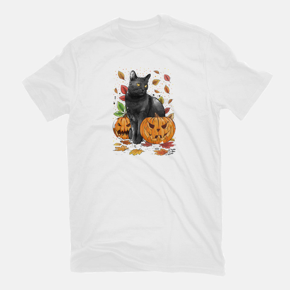 Cat Leaves and Pumpkins