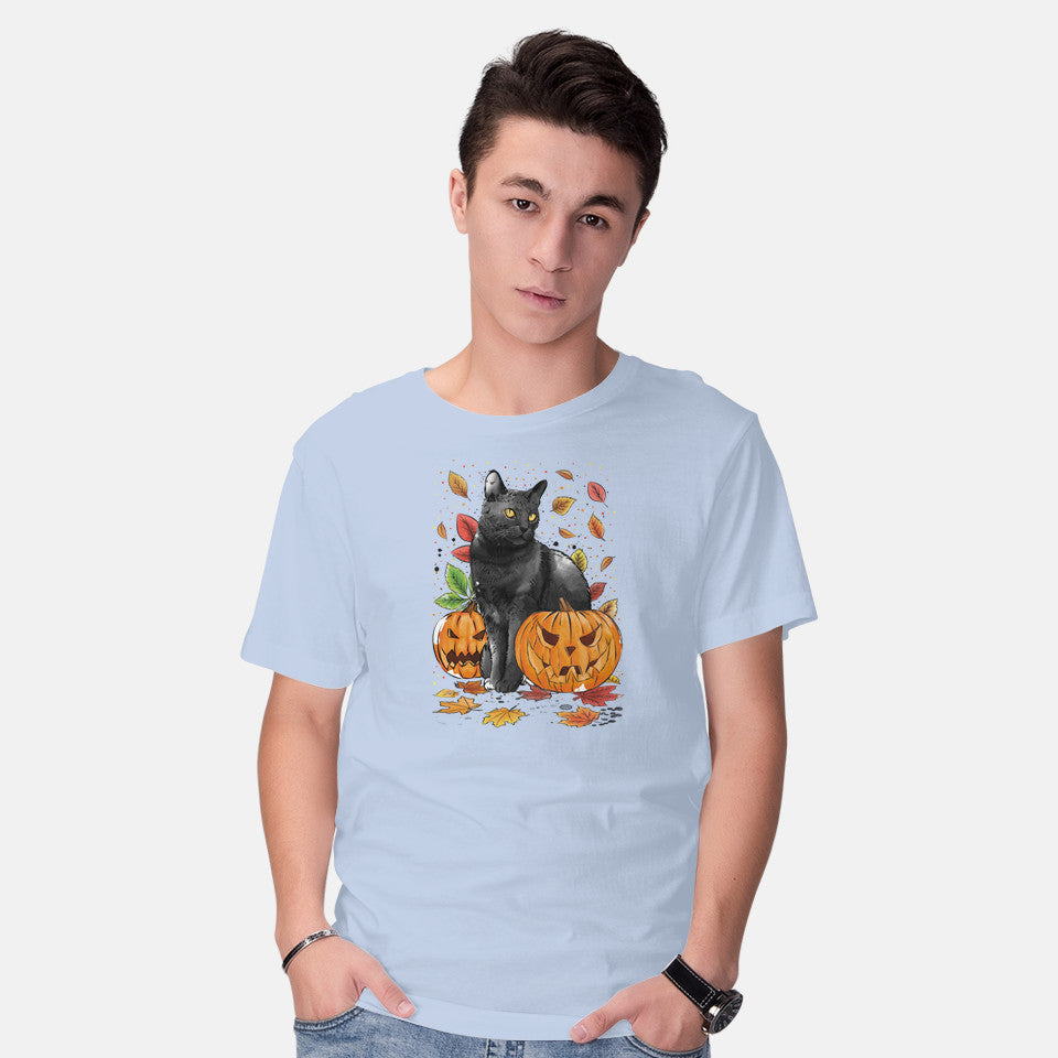 Cat Leaves and Pumpkins