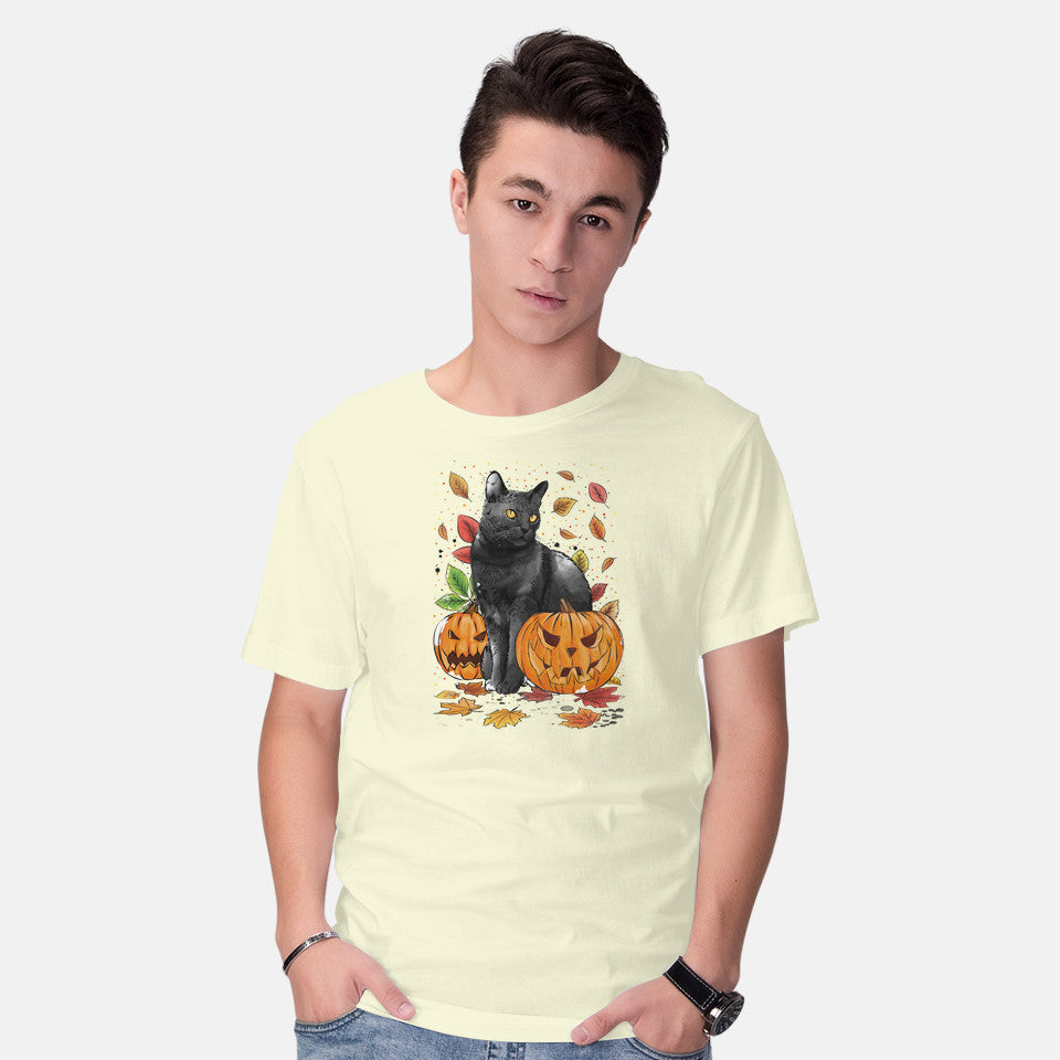 Cat Leaves and Pumpkins