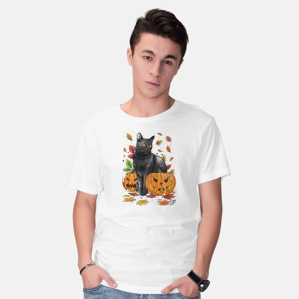 Cat Leaves and Pumpkins