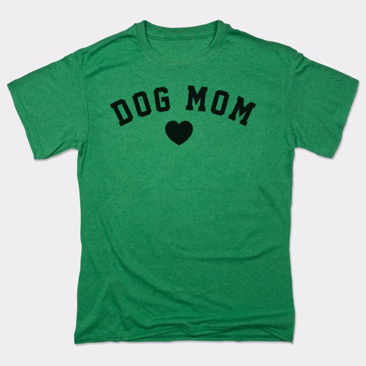Dog Mom with Heart Varsity Text
