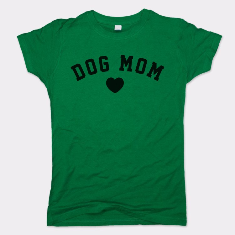 Dog Mom with Heart Varsity Text