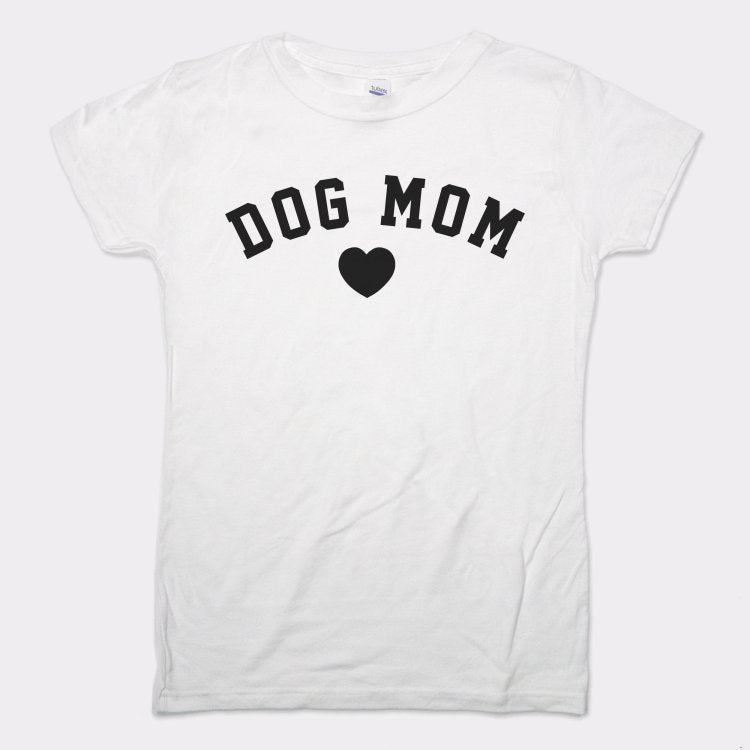 Dog Mom with Heart Varsity Text