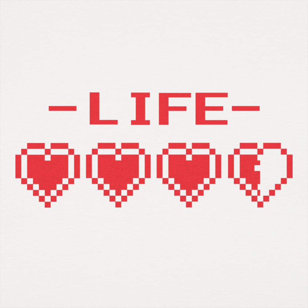 8-Bit Life Hearts Video Game Health Bar