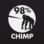 98 Percent Chimp DNA Pie Chart with Chimpanzee Silhouette