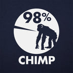 98 Percent Chimp DNA Pie Chart with Chimpanzee Silhouette
