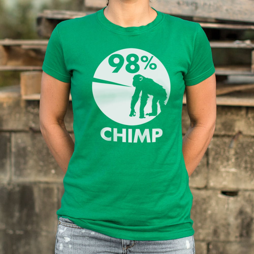 98 Percent Chimp DNA Pie Chart with Chimpanzee Silhouette