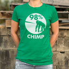 98 Percent Chimp DNA Pie Chart with Chimpanzee Silhouette