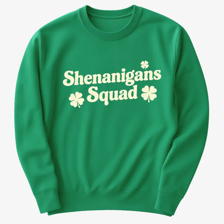 Shenanigans Squad St. Patrick's Day Four Leaf Clover Design
