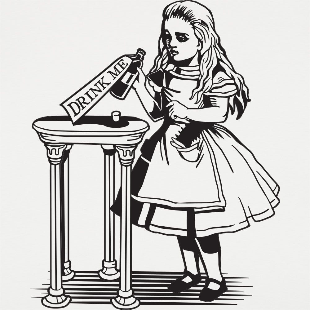 Alice Drink Me Bottle Wonderland Illustration