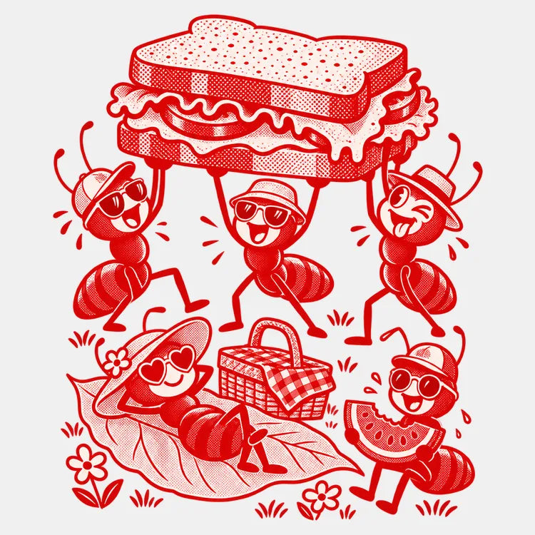 Ants Picnic with Sandwich and Basket