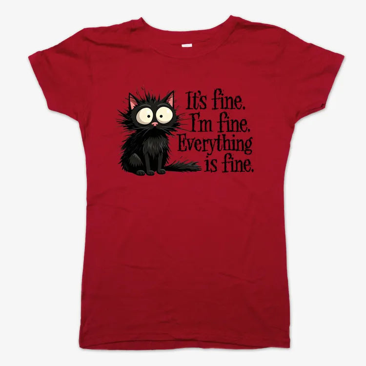 It's Fine I'm Fine Everything Is Fine Frazzled Cat