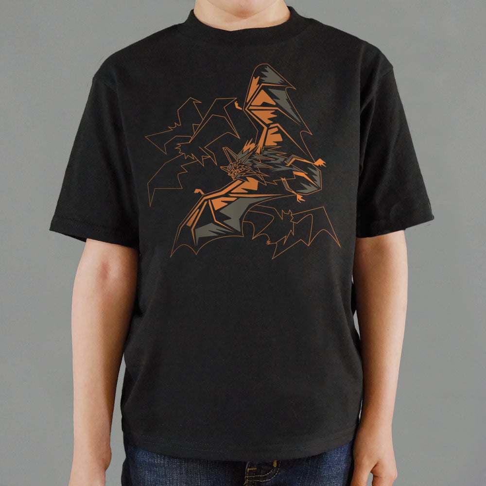 Polygon Bats Flying in Geometric Halloween Design