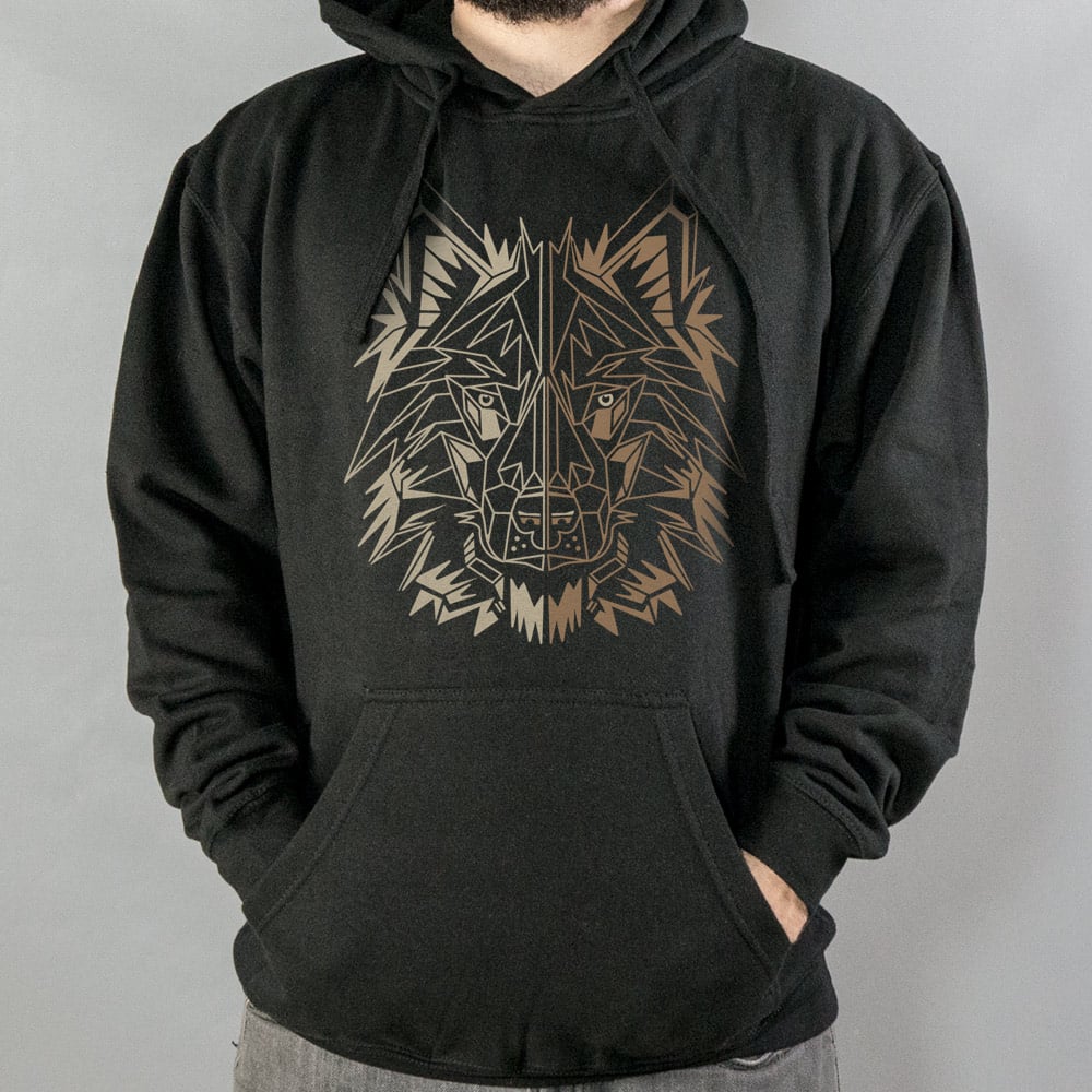 Polygon Wolf Geometric Gold Wolf Head Design