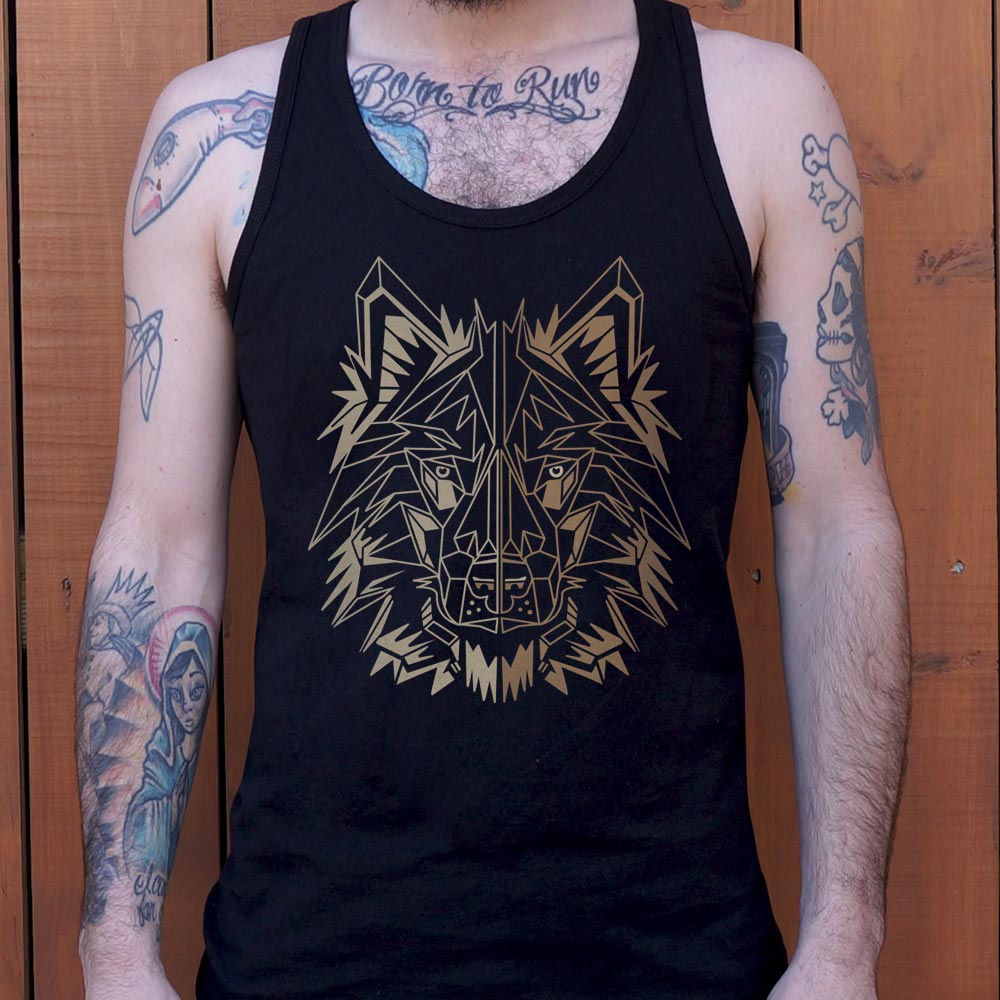 Polygon Wolf Geometric Gold Wolf Head Design