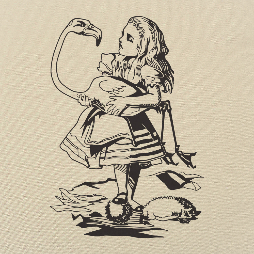 Alice Holding a Flamingo Croquet Mallet