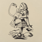Alice Holding a Flamingo Croquet Mallet