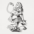 Alice Holding a Flamingo Croquet Mallet