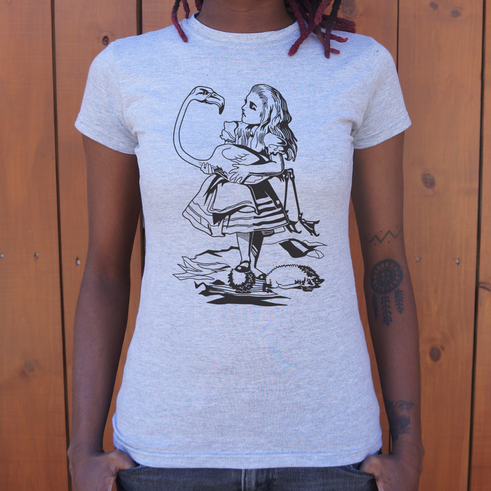 Alice Holding a Flamingo Croquet Mallet