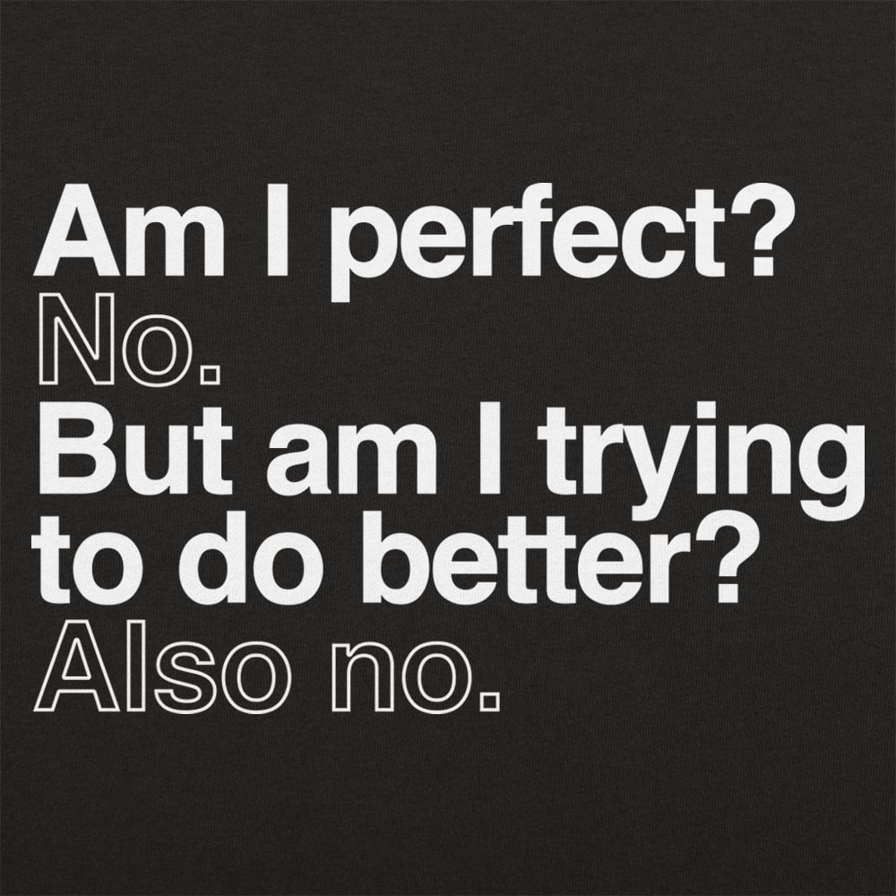 Am I Perfect? No. But Am I Trying to Do Better? Also No