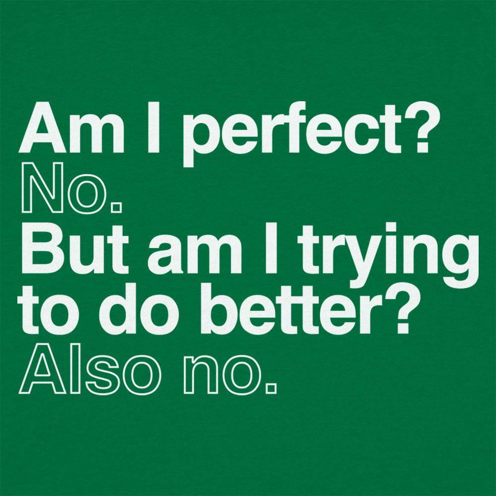 Am I Perfect? No. But Am I Trying to Do Better? Also No