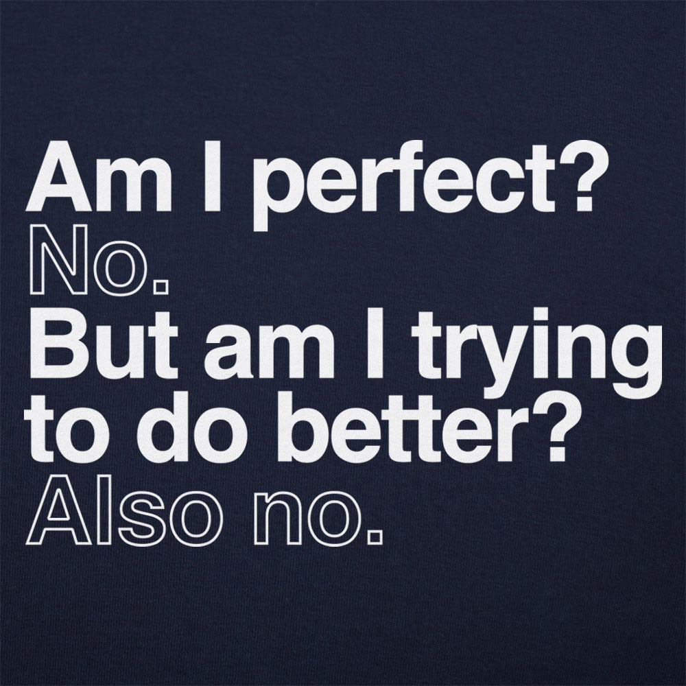 Am I Perfect? No. But Am I Trying to Do Better? Also No