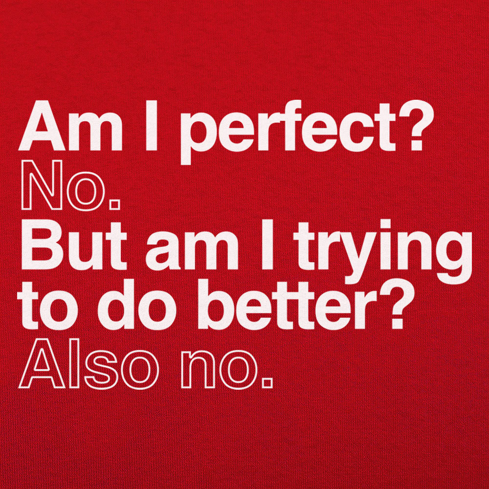 Am I Perfect? No. But Am I Trying to Do Better? Also No