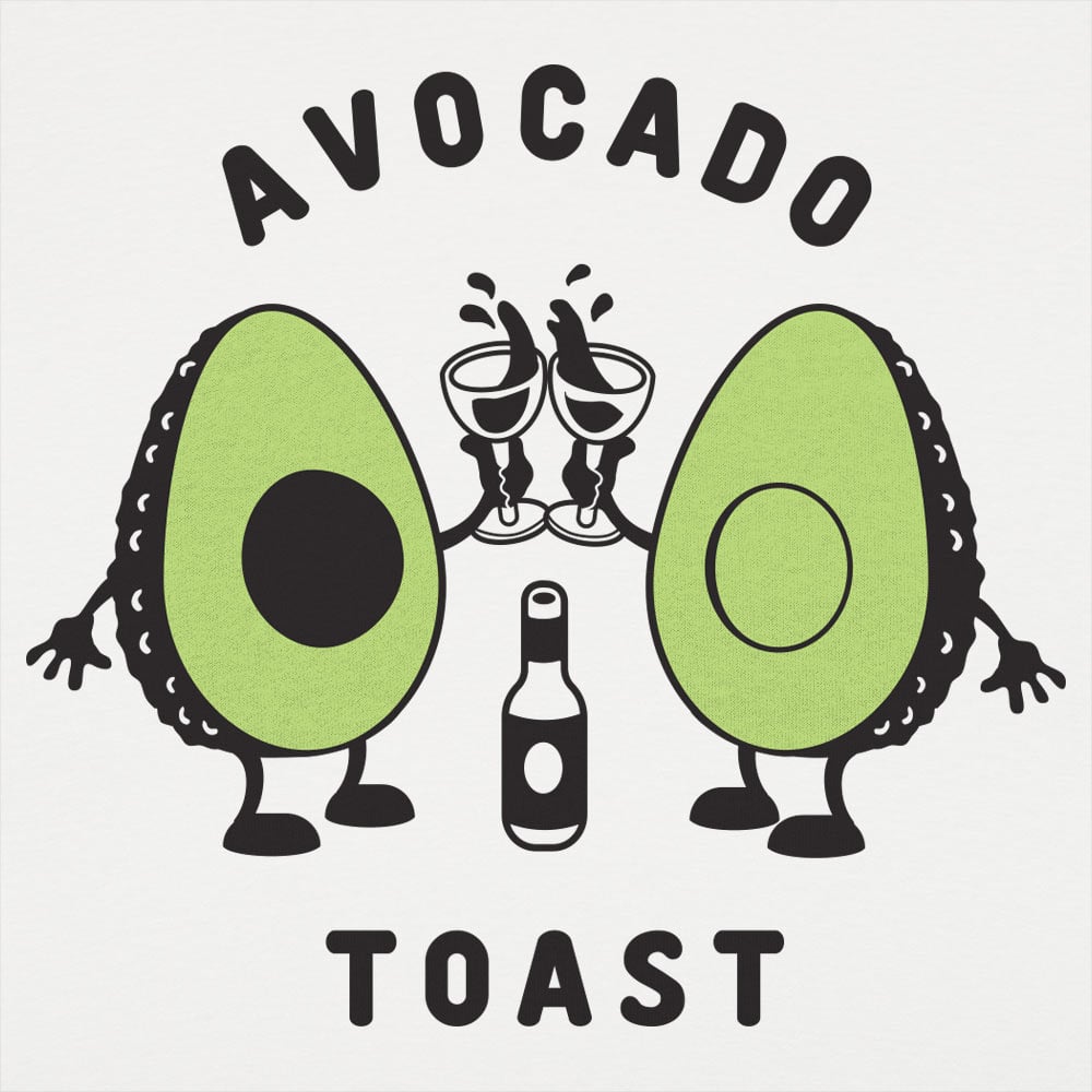 Avocado Toast Two Avocado Halves Clinking Champagne Glasses