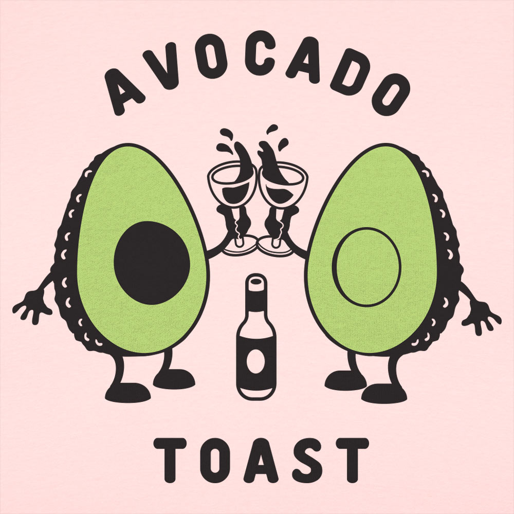 Avocado Toast Two Avocado Halves Clinking Champagne Glasses