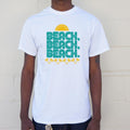 Beach. Beach. Beach Retro Sun and Palm Trees Design
