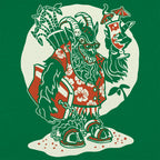 Beach Krampus Holiday Demon in Hawaiian with Cocktail