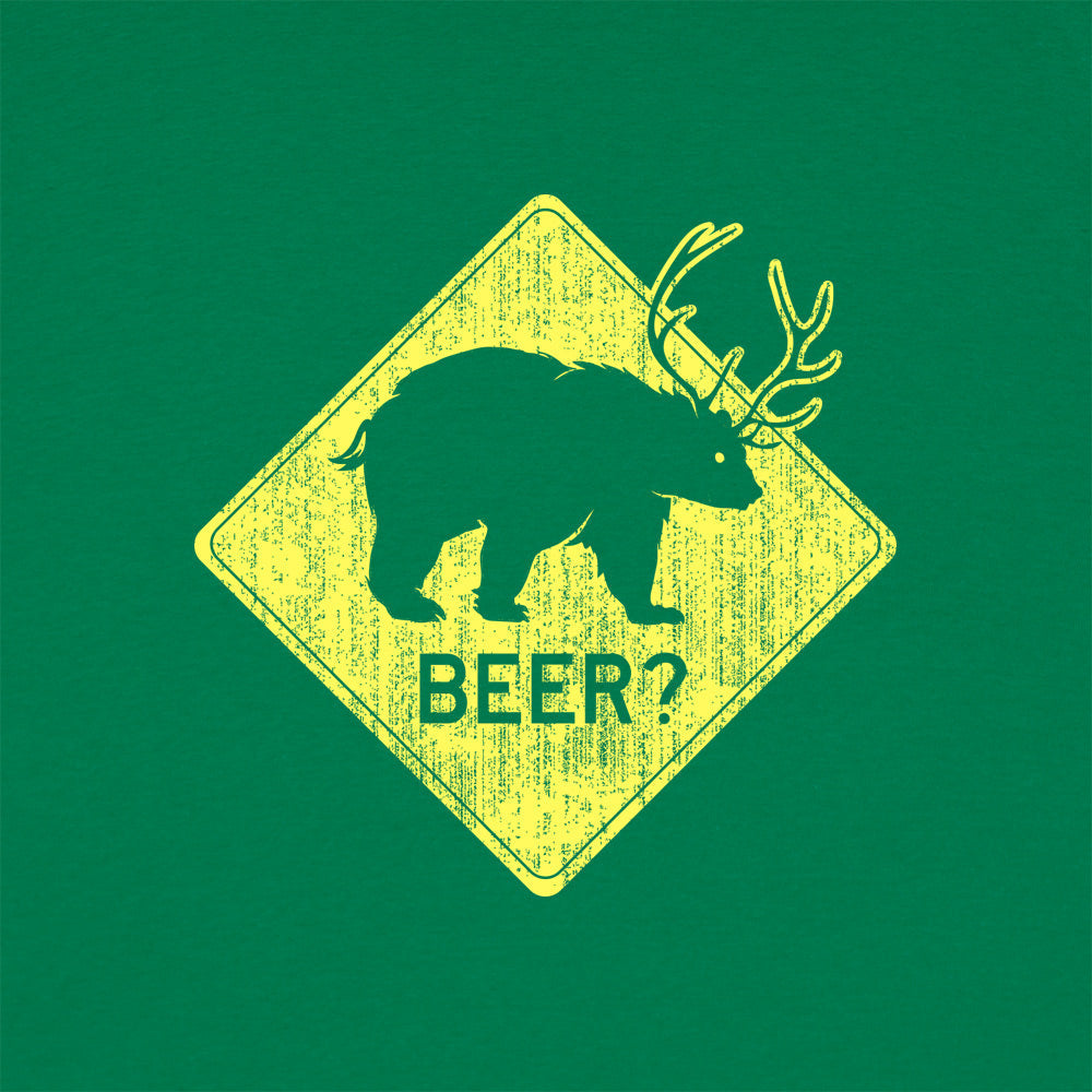 Beer Bear Deer Crossing Sign
