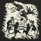 Black Cat Dance Halloween Witch Bonfire