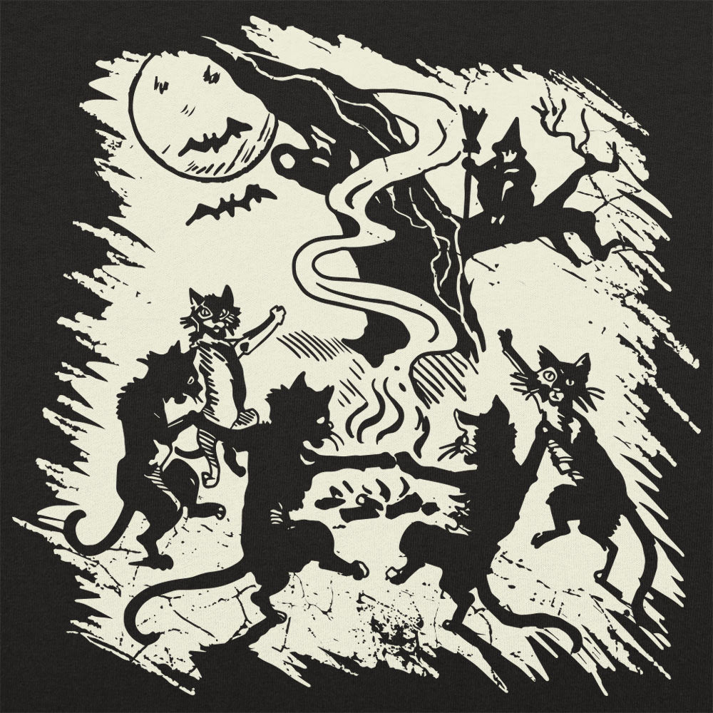 Black Cat Dance Halloween Witch Bonfire