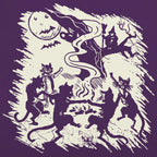 Black Cat Dance Halloween Witch Bonfire