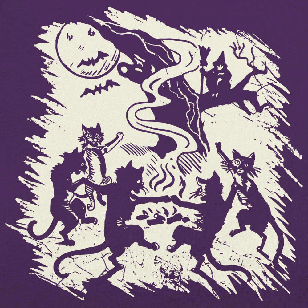 Black Cat Dance Halloween Witch Bonfire