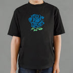 Blue Rose Flower in Tattoo Style Graphic
