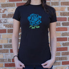 Blue Rose Flower in Tattoo Style Graphic