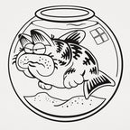 Cat Fish Hybrid Swimming in a Fishbowl