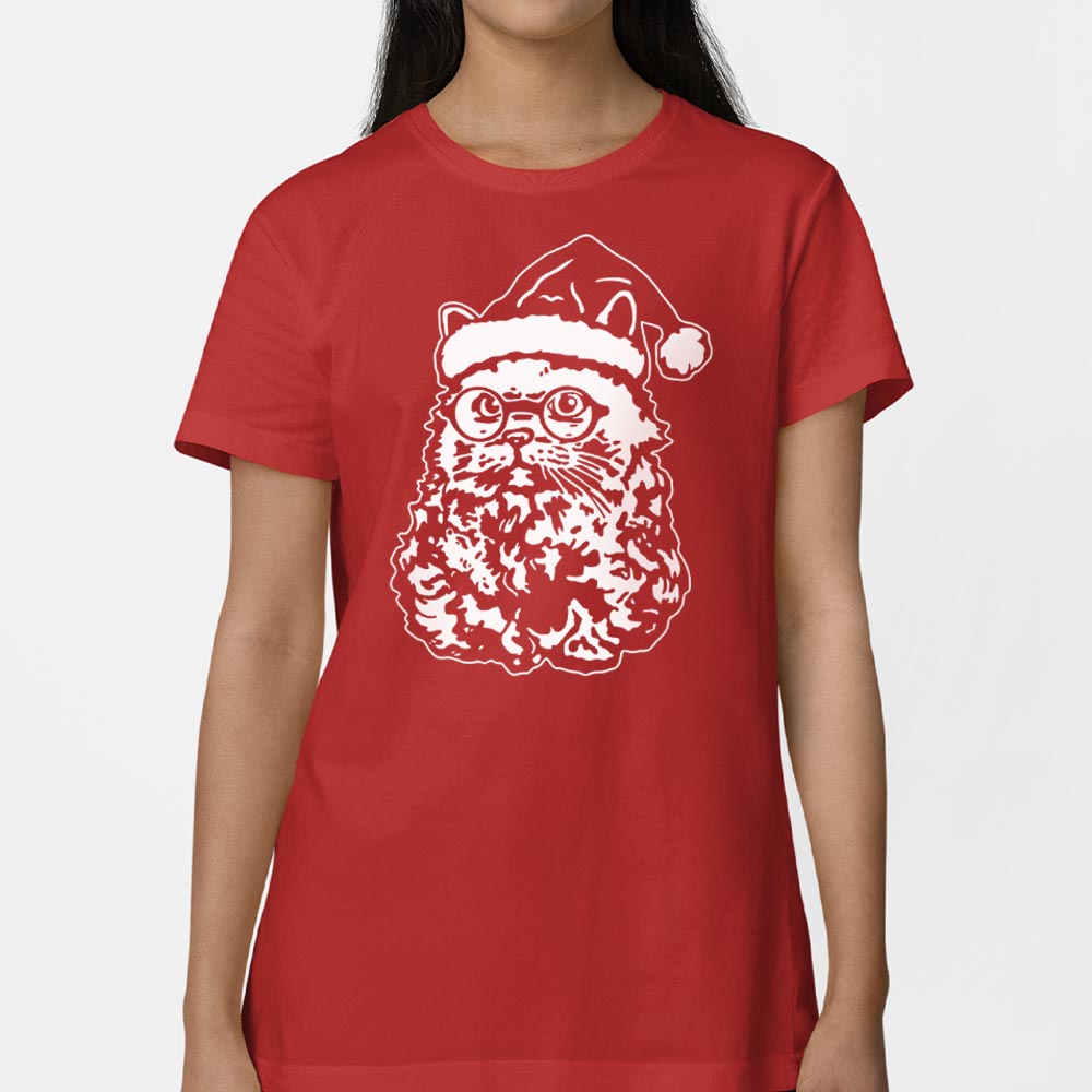 Cat Santa with Beard. Glasses. and Santa Hat